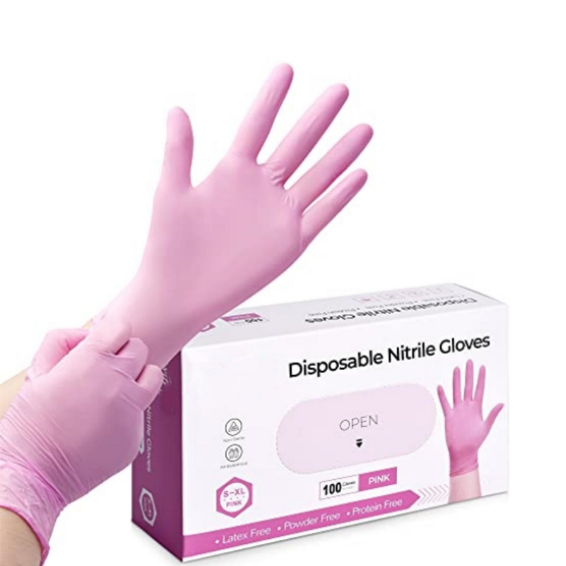 Garden Gloves - قفازات النتريل الوردية للاستخدام مرة واحدة