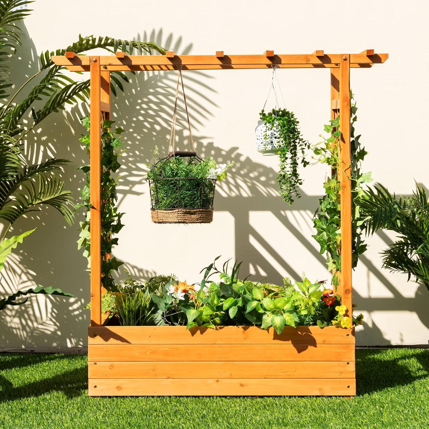 حوض زراعة خشبي مرتفع مع قوس شب - مراجعة Raised Garden Bed وسعره